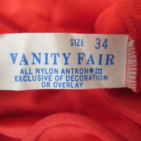 Vintage 70s Vanity Fair Full Length Satin Slip Nightgown S Red Nylon Valentines - Picture 9 of 10